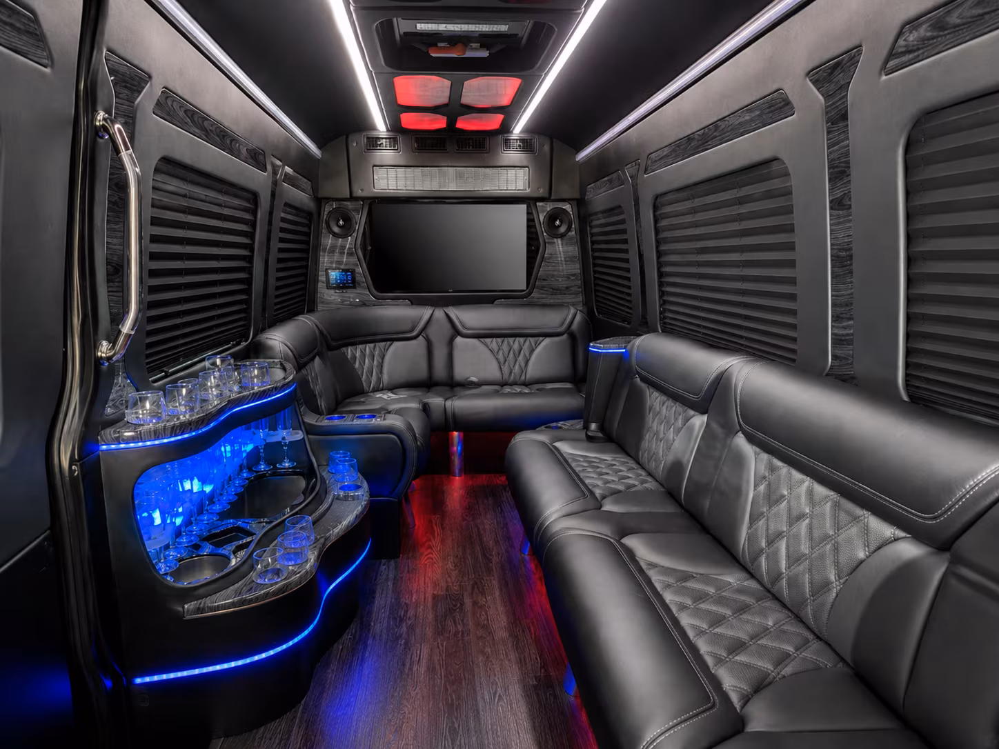 independence 30 passenger party bus inside